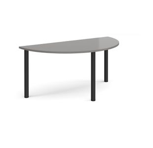 Semi circular black radial leg meeting table 1600mm x 800mm - onyx grey