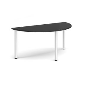 Semi circular silver radial leg meeting table 1600mm x 800mm - Black