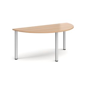 Semi circular silver radial leg meeting table 1600mm x 800mm - beech