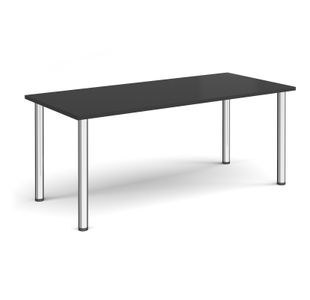 Rectangular chrome radial leg meeting table 1800mm x 800mm - Black