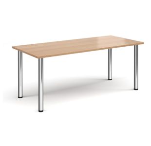 Rectangular chrome radial leg meeting table 1800mm x 800mm - beech
