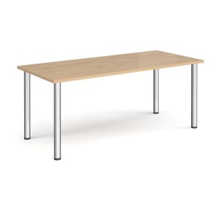 Rectangular chrome radial leg meeting table 1800mm x 800mm - Kendal oak
