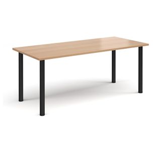 Rectangular black radial leg meeting table 1800mm x 800mm - beech
