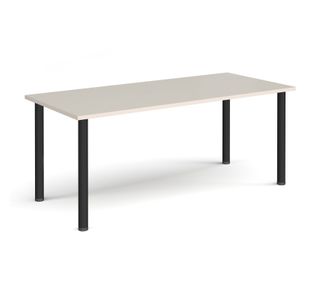 Rectangular black radial leg meeting table 1800mm x 800mm - Light Grey