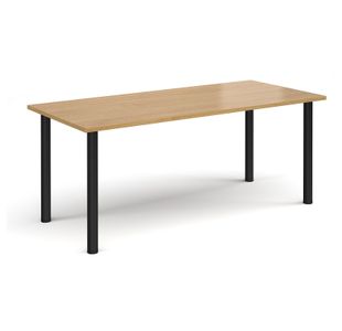 Rectangular black radial leg meeting table 1800mm x 800mm - oak
