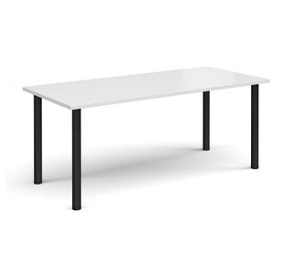 Rectangular black radial leg meeting table 1800mm x 800mm - white