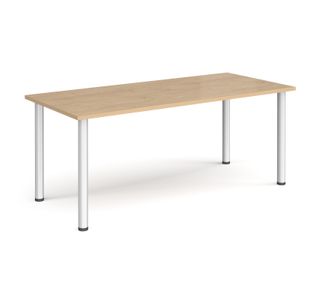 Rectangular silver radial leg meeting table 1800mm x 800mm - Kendal oak