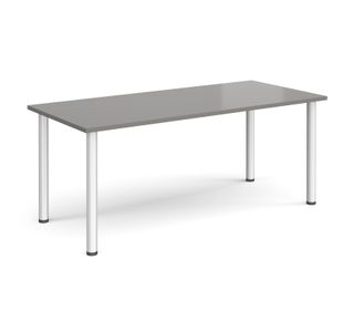 Rectangular silver radial leg meeting table 1800mm x 800mm - onyx grey