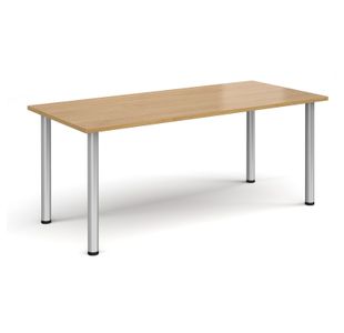 Rectangular silver radial leg meeting table 1800mm x 800mm - oak