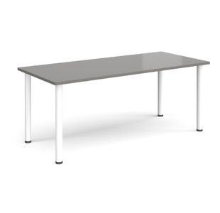 Rectangular white radial leg meeting table 1800mm x 800mm - onyx grey