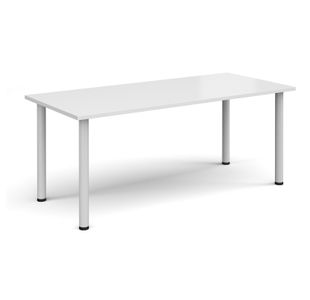 Rectangular white radial leg meeting table 1800mm x 800mm - white