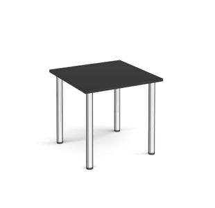 Square chrome radial leg meeting table 800mm x 800mm - Black