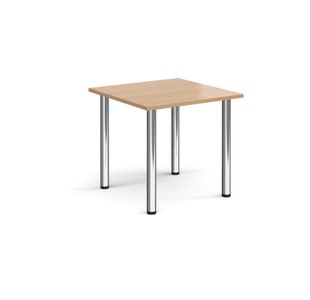 Square chrome radial leg meeting table 800mm x 800mm - beech