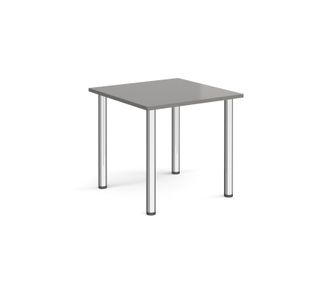 Square chrome radial leg meeting table 800mm x 800mm - onyx grey