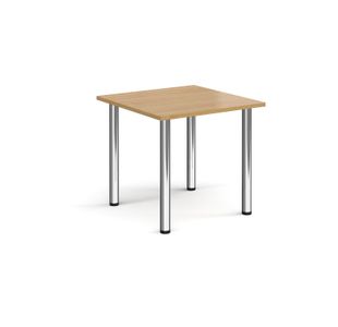 Square chrome radial leg meeting table 800mm x 800mm - oak