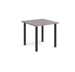 Rectangular black radial leg meeting table 800mm x 800mm - grey oak