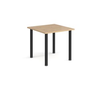 Rectangular black radial leg meeting table 800mm x 800mm - Kendal oak