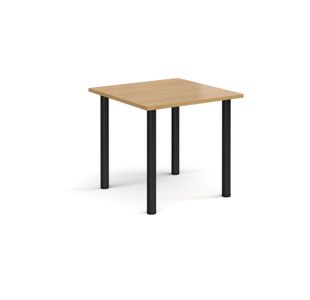 Rectangular black radial leg meeting table 800mm x 800mm - oak