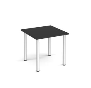 Rectangular silver radial leg meeting table 800mm x 800mm - Black