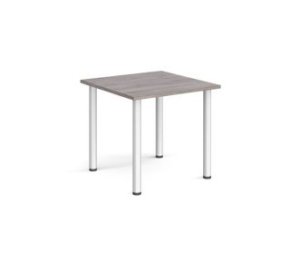 Rectangular silver radial leg meeting table 800mm x 800mm - grey oak