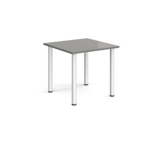 Rectangular silver radial leg meeting table 800mm x 800mm - onyx grey
