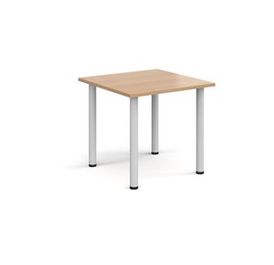 Rectangular white radial leg meeting table 800mm x 800mm - beech