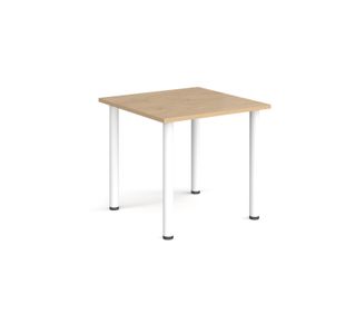 Rectangular white radial leg meeting table 800mm x 800mm - Kendal oak