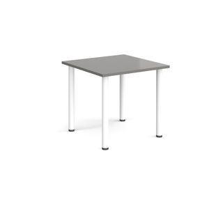 Rectangular white radial leg meeting table 800mm x 800mm - onyx grey