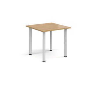 Rectangular white radial leg meeting table 800mm x 800mm - oak