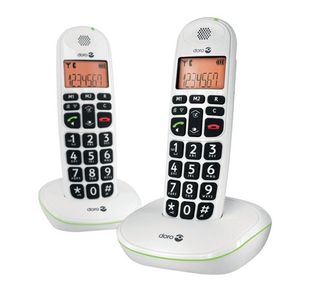 Doro DECT Cordless Telephone Big Button White Twin Pack PHONEEASY 100WD