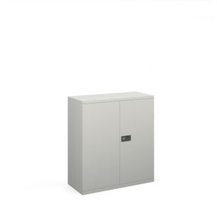 Steel contract cupboard with 1 shelf 1000mm high - goose grey