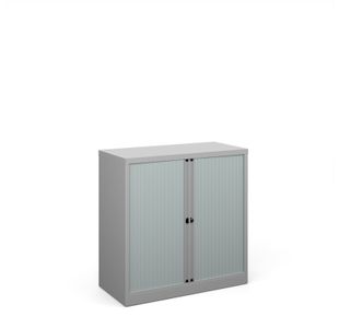 Bisley systems storage low tambour cupboard 1000mm high - silver
