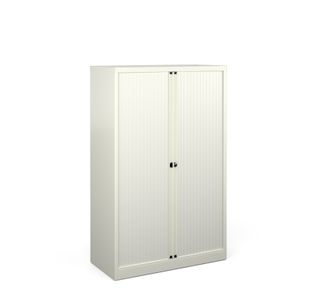 Bisley systems storage medium tambour cupboard 1570mm high - white