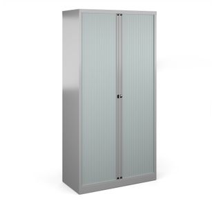 Bisley systems storage high tambour cupboard 1970mm high - silver