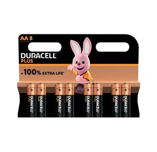 Duracell Plus AA Battery Alkaline 100% Extra Life (Pack of 8) 5009372