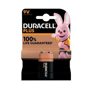 Duracell Plus 9V Battery Alkaline 100% Life 5011414