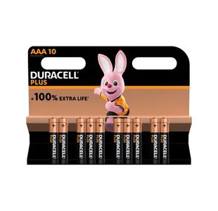 Duracell Plus AAA Battery Alkaline 100% Extra Life (Pack of 10) 5015843