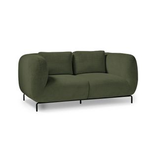 Ebony two seater sofa chair in olive green