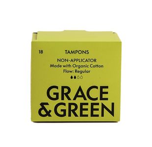Grace and Green Organic Cotton Non Applicator Tampons Regular (Pack of 18) GG0TR001