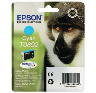 Epson T0892 Monkey DURABrite Ultra Ink Cartridge Cyan C13T08924011
