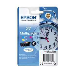 Epson 27 Alarm Clock DURABrite Ultra Ink Cartridge CMY Multipack C13T27054012