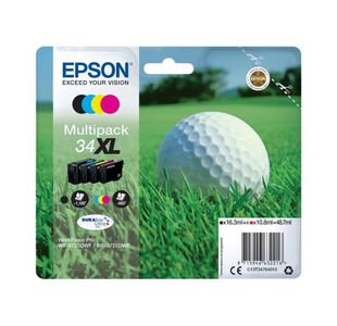 Epson 34XL Golf Ball DURABrite Ultra Ink Cartridge High Yield CMYK Multipack C13T34764010