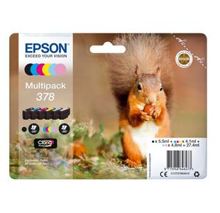 Epson 378 Squirrel Claria Photo HD Ink Cartridge CMYK/Lt Cyan/Lt Mag Multipack C13T37884010