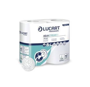 Lucart Aquastream 4 Conventional Toilet Rolls x4 Rolls Per Pack (Pack of 56) 811B70J