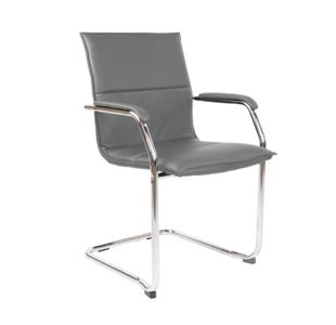 Essen stackable meeting room cantilever chair - grey bonded leather