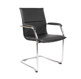 Essen stackable meeting room cantilever chair - black bonded leather