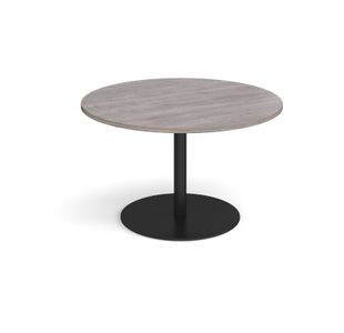 Eternal circular boardroom table 1200mm - black base, grey oak top