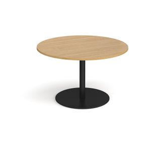 Eternal circular boardroom table 1200mm - black base, oak top