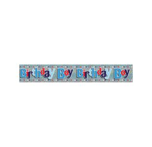 Eurowrap Happy Birthday Boy Foil Party Banner Pack of 6 6837-NHBBC