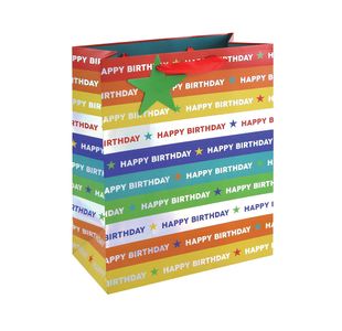 Holographic Happy Birthday Gift Bag Large Rainbow Pack of 12 36953-2C
